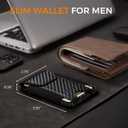RUNBOX Slim Wallet for Men Front Pocket wallet with Cash Strap Minimalist Leather RFID Blocking wallet