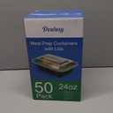 Dealusy 50 Pack (100-Piece) 24 oz Meal Prep Containers Reusable with Lids, Sturdy Leakproof & Food Safe, Microwave, Freezer, Dishwasher Safe Prep Containers, To Go Take Out Plastic Food Storage