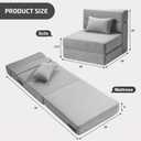 SUYOLS Folding Sofa Bed with Pillow- Convertible Chair Floor Couch & Sleeping Mattress, Foldable Memory Foam Sleeper for Living Room/Dorm/Guest Room/Home Office/Apartment/Loft, Single26, Light Gray