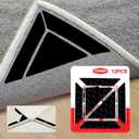 12Pcs Rug Gripper Pad, Double Sided Carpet Tape for Area Rugs, Non Slip Rug Pads Grippers for Hardwood Floors, Rug Pad for Preventing Curling and Bunching, Black