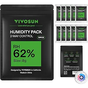 VIVOSUN 62% RH Two-Way Humidity Control Packs, Size 8 g, 8 Packs, Each for Storing 1 oz, Moisture Balancer with RH Indicator Card for Food Storage VIVOSUN 62% RH Two-Way Humidity Control Packs, Size 8 g, 8 Packs, Each for Storing 1 oz, Moisture Balancer with RH Indicator Card for Food Storage