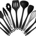 Kitchen Utensil Set - 11 Cooking Utensils - Colorful Silicone Kitchen Utensils - Nonstick Cookware with Spatula Set - Colored Best Kitchen Tools Kitchen Gadgets (Black)