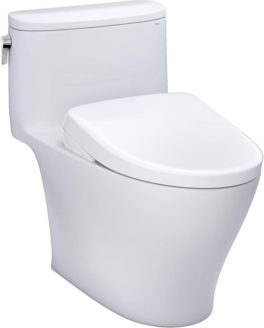 TOTO WASHLET+ Nexus 1G One-Piece Elongated 1.0 GPF Toilet with Auto Flush S7A Contemporary Bidet Seat, Cotton White - MW6424736CUFGA#01
