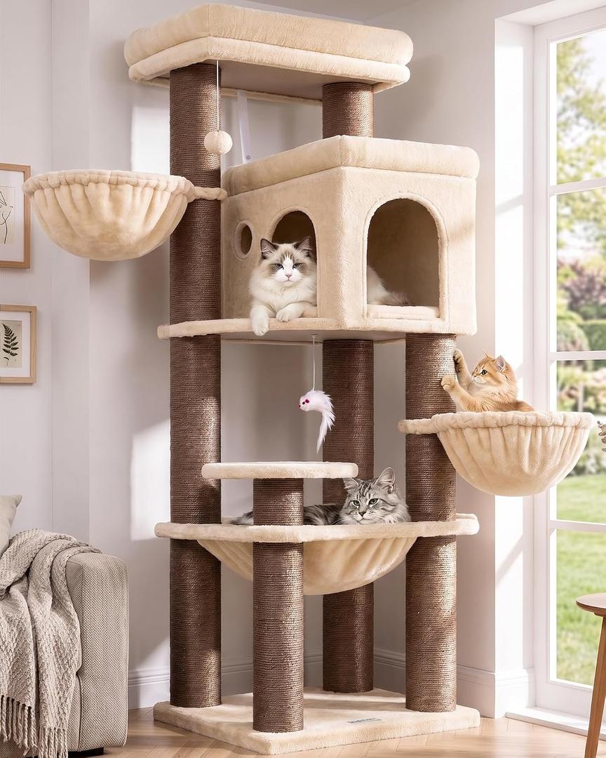 Globlazer Cat Tree Tower with 12 Extra-Thick Full-Sisal Scratching Posts