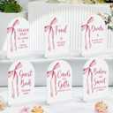 6 Pcs Pink Bow Baby in Bloom Shower Decorations, Baby Shower Sign, Newborn Gifts, Cards and Gifts Signs, Modern Arched Acrylic Table Top Signs With Stand for Birthday Party Decorations (White)