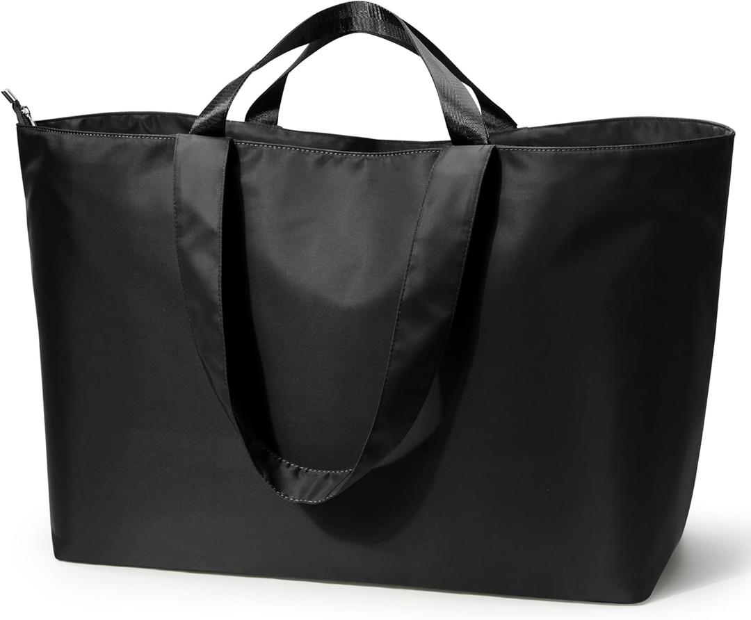 KALIDI 60L Extra Large Duffle Bag, Beach Tote Zipper Utility Oversized Weekender Carrier Travel Shopping Reusable Grocery Bag (All Black)