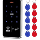 Waterproof Access Control Keypad Home Security System Tuya Smart Remote Unlock Including 10Pcs Key Rings (Silver) Pack of 4