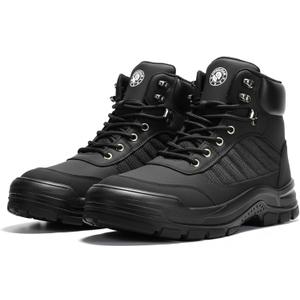 ANGRYRAM Steel Toe Boots for Men Women Slip Resistant Puncture Proof Work Boots for Men Lightweight Comfortable Steel Toe Work Shoes (13 Women/11.5 Men, Black)