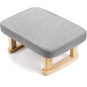 Lawei Small Footstool Ottoman, Rectangle Fabric Foot Stool Rest with Wooden Legs and Non-Slip Soft Padding, Modern Footstools Step for Couch, Desk, Office, Living Room, Bedroom, Entryway, Dogs, Gray  9.84"D x 15.35"W x 6.69"H