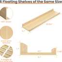 upsimples Floating Shelves for Wall, 23.6 Inch Shelves for Decor Storage Set of 6, Wall Mounted Wood Shelf for Bedroom, Living Room, Bathroom, Kitchen, Long Picture Ledge Shelves, Natural
