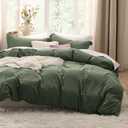 Bedsure Olive Green Oversized Queen Duvet Cover - 3 Pieces Prewashed Cotton-Like Polyester Extra Soft Bedding Set, Includes 1 Duvet Cover 98''x98'' with Zipper Closure & 2 Pillow Shams, No Comforter