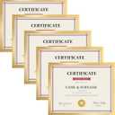 Giftgarden 8.5x11 Picture Frame Gold, 8.5 by 11 Award Certificate Diploma Document Frames for Wall or Tabletop Display, 5 Pack