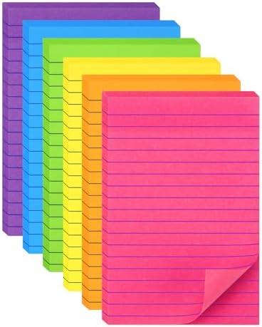 YISAN Lined Sticky Notes 4x6 Inch,6 Pads,Bright Color Self-Stick Pad with Lines,55 Sheet/Pad,for Office,71150