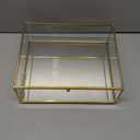 Large Glass Boxes for Display Handmade, Mirrored Bottom, Glass Jewelry Trinket Box with Lid, for Book Photo Keepsake Organizer Display Case for Vanity Decor Home, 10.4"L x 8.5"W x 3.7"H, Gold