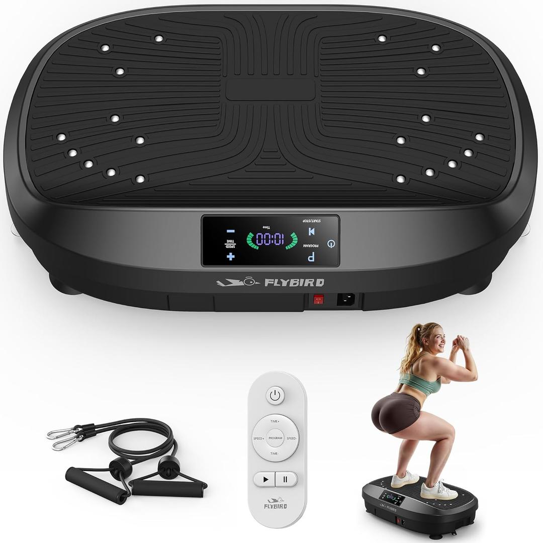 FLYBIRD Vibration Plate Exercise Machine, Adjustable Speed High Intensity Vibration for Muscle Toning Weight Loss Lymphatic Drainage, Full Body Workout Vibration Plate