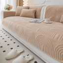 vctops Velvet Plush Couch Sofa Cover Geometric Quilted Sectional Couch Covers Non Slip Fluffy Soft Sofa Slipcover for Dogs, Children, Pets Furniture Protector (Camel,28"x59")