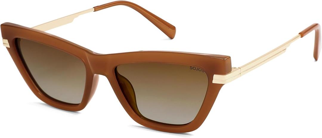 SOJOS Retro Polarized Cat Eye Sunglasses Womens Vintage Shades Trendy Stylish Sunnies SJ2361A (Brown / Gradient Brown)