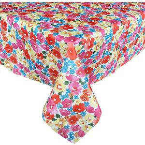 Waverly Shi Shi Impressionist Floral Indoor/Outdoor Print Fabric Tablecloth, Shabby Chic Multicolored Pastel Floral, Stain and Water Resistant Tablecloth, 52 Inch x 70 Inch Oblong/Rectangle