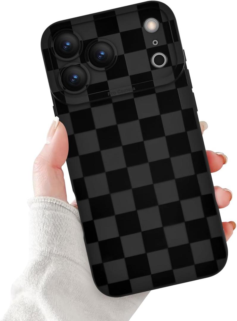 Newseego for iPhone 17 Pro Max Case, Cute Luxury Black Lattice Checker Pattern Design Case for Girls Women Men Soft TPU Bumper Anti-Scratch Shockproof Camera Protective Cover for iPhone 17 Pro Max