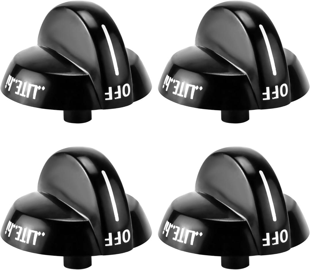 Funmit 316220009 Top Burner Stove Knob Replacement for Frigidaire Replaces AP4322122 PS1991531 EAP1991531 (Black, 4 Pack)