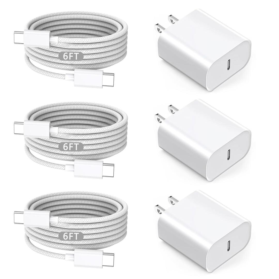 [Apple MFi Certified] iPhone Charger Fast Charging,6FT 3Pack Fast USB C Wall Chargers Plug Adapter USB C to C Cable Cord for Apple iPhone 17E/17/17 Pro/17 Pro max/Air/16/16 Pro Max/15,iPad Pro,Airpods