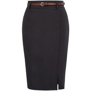 Kate Kasin Women's Bodycon Pencil Skirt with Belt Solid Color Hip-Wrapped L Kate Kasin Women's Bodycon Pencil Skirt with Belt Solid Color Hip-Wrapped L