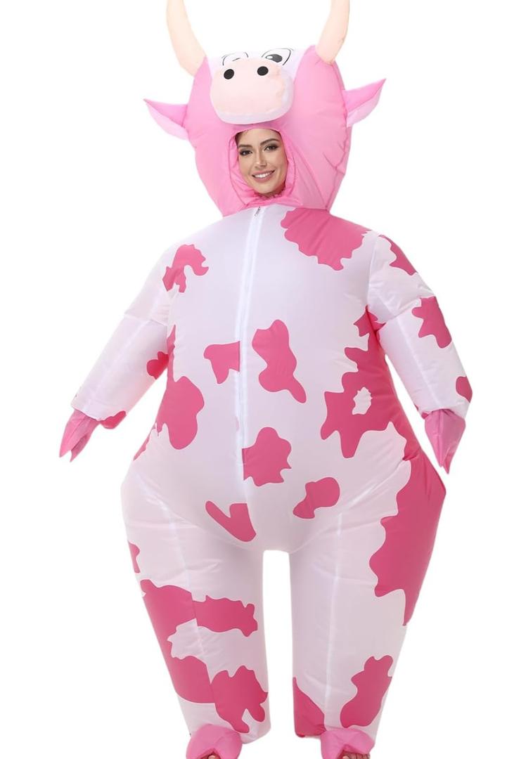 Inflatable Cow Costume Blow up Costume for Cosplay Party Festival Halloween Parade Carnival Suit Jumpsuit Small (110cm-135cm)