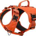 ICEFANG GN8 Tactical Dog Harness with 4X Metal Buckles for Large Sized Dogs,Reflective in Training Walking K9 Vest,No-Pull Front Leash Clip,Adjustable Pet Harness (Orange, Large (Pack of 1))