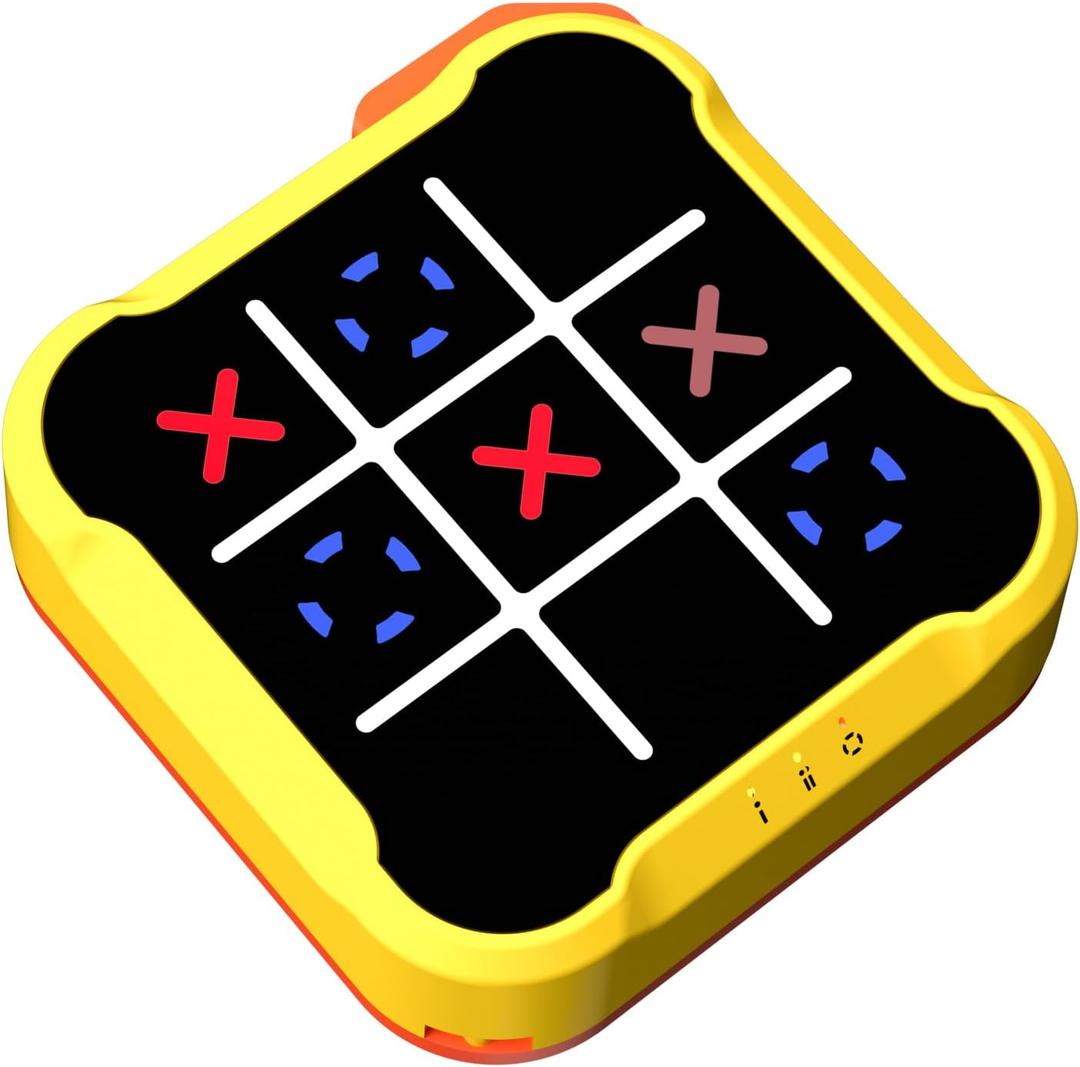 Tic Tac Toe Bolt Game, Handheld Electric Puzzle Game, Electronic Board Games for Educational and Memory Growth, Gift Ideal for Kids and Adults' Birthday, Portable Travel Games for Car Ride (Yellow)