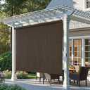 AOSKY Outdoor Roller Shades, Cordless Patio Shades Roll Up Outdoor Blinds, Roller Blinds Cloth for Porch Pergola Balcony Backyard Windows, 60" W x 72" H, Mocha