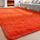 Merelax Soft Modern Indoor Shaggy Area Rug for Bedroom Livingroom Dorm Kids Room Home Decorative, Non-Slip Plush Fluffy Furry Fur Rugs Comfy Nursery Accent Floor Carpet 5x8 Feet, Orange Red