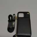 KIHUWEY Crossbody Wallet Case for iPhone 14 Pro Max, Zipper Pocket Case with Card Holder, PU Leather RFID Blocking Protective Cover with Kickstand and Detachable Wrist Strap Lanyard, 6.7" (Black)