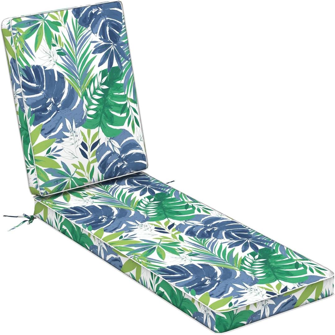 LVTXIII Outdoor Chaise Lounge Cushion, 72 x 21 x 3 Inch Patio Water-Repellent Lounge Chair Seat Cushions for Garden, Furniture, Home Decor, Islamorada Blue Green