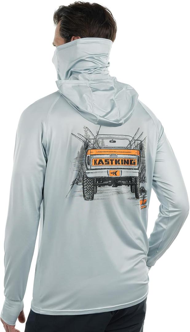 KastKing Sun Tamer Performance Fishing Hoodie, UPF 50 Sun Protection Shirt, Built-in Neck Gaiter, HYDROCOOLING Cooling Fabric (Gray, XL)