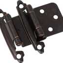DecoBasics Oil Rubbed Bronze Cabinet Hinges for Kitchen Cabinets (25 Pair -50 Pcs) -1/2" Overlay (Variable) -Self Closing Kitchen Cabinet Hinges Flush Mount w/Silicon Bumpers & Upgraded Screws