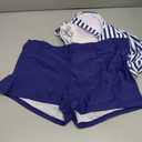 B2prity Women's Tankini Swimsuit Tummy Control Ruched Two Piece Bathing Suit Push Up Modest Swim Suits with Shorts (X-Large, Stripe,navy Blue)