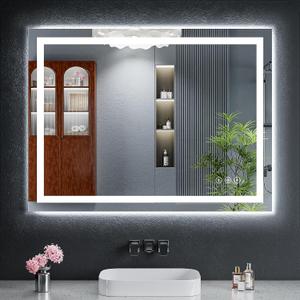40"x30" LED Bathroom Mirror with Lights, Backlit + Front Lit with CRI>90, Lighted Mirror for Bathroom, Anti-Fog, Dimmable Brightness, 3 Colors, Memory Function, Shatterproof Tempered Glass