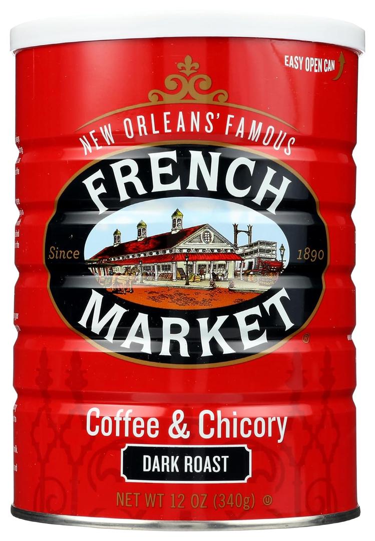 French Market Coffee & Chicory Dark Roast Ground Coffee, 12oz Can (Pack of 1) (EXP 02/06/28)