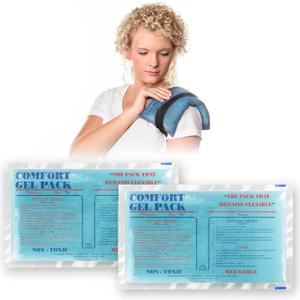 Flexible Reusable Gel Packs for Neck, Wrist, Arm, Back and Shoulder Pain Relief - Versatile Hot or Cold Gel Packs for Injuries, Sore Muscles or Toothache Pain Relief, Blue, 6" x 10", 2 Pack