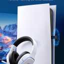 Gvyugke 2.4GHz Wireless Gaming Headsets for PS5, PS4, PC, Switch - Bluetooth 5.3 Gaming Headphones with Noise Canceling Mic, 7.1 Surround Sound, 70H Battery, Blue Lighting - White