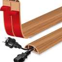 Floor Cord Cover for Wires on Floor Self Adhesive Cord Hider Floor Cable Management Wire Covers for Cords Protector Prevent Cable Trips Cord Cavity W 0.47" x H 0.27", Brown Wood, 3.3Ft