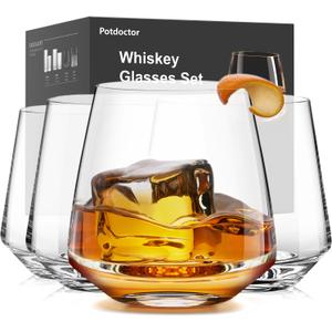 Whiskey Glasses Set of 4,13.5 Oz Crystal Old Fashioned Rocks Glasses for Bourbon Scotch Cocktails Drink Rum Cognac Vodka Liquor -Unique Gifts for Men,
