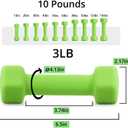 Portzon Weights Dumbbells 10 Colors Options Compatible with Set of 2 Neoprene Dumbbells Set,1-15 LB, Anti-Slip, Anti-roll, Hex Shape for Shoulder,Neck, and Hand Training for Seniors (Green)