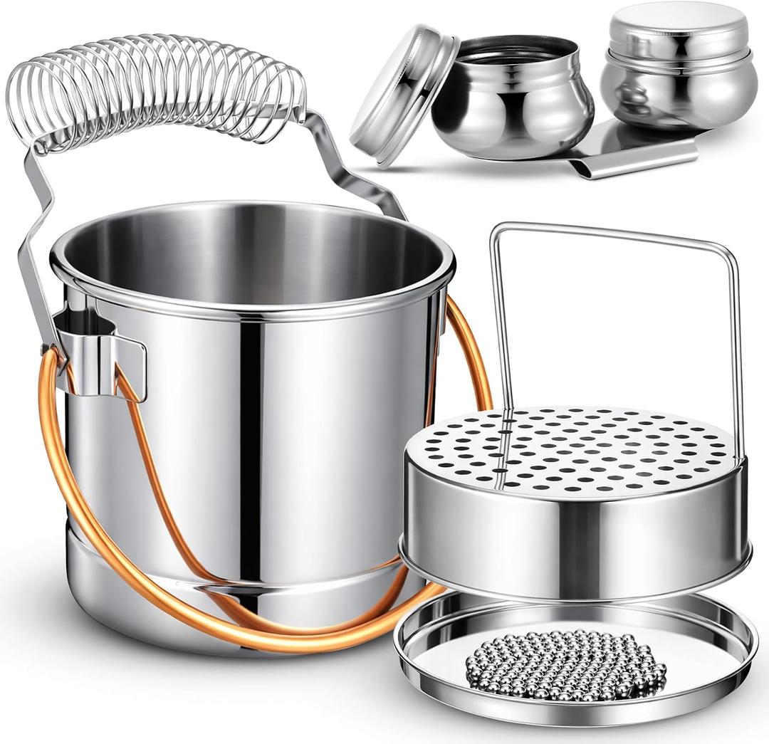 2 Pcs Paint Brush Cleaner Set Stainless Steel Double Dipper Palette Cup Paint Brush Portable Washer Holder for Oil Cleaner Kits(Straight Shape,Jumbo)