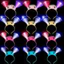 12 Pcs LED Light Up Happy New Year Headband Flashing Eve Headband for Kids & Adults - New Year's Eve Party Evening Performance, 4 Colors