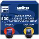 Lavazza Blue Coffee Capsules Variety Pack 100 Count (50 Pods Each) Includes Top Class & Caff Crema Blends Compatible with Lavazza LB Espresso Machines Only Premium Italian Coffee (EXP 07/30/27)