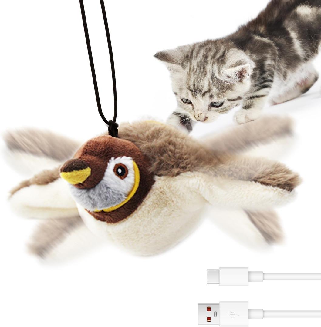 Interactive Chirping Bird Cat Toy(No Flying),2025 New Flying Interactive Flapping Chirping Bird Cat Toy for Indoor Adult Bored Cats