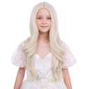 WAVELNM Kids Platinum Wig Child Blonde Wig Long Wavy Curly Wigs for Kids Girls Blond Daily Halloween Cosplay Synthetic Wigs with Hair Cap