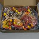 16 Pcs Fall Thanksgiving Napkin Ring Set 8 Pcs Napkin Rings and 8 Pcs Washable Thanksgiving Dinner Napkins for Fall Party Holiday Kitchen Table Decoration for Autumn Party Supplies (Cute Plant)