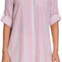 Lightbare Women’s UPF 50+ Button Down Shirt Dress Collared Long Sleeve Blouse Swimsuit Coverup Boyfriend Shirts Loose Fit